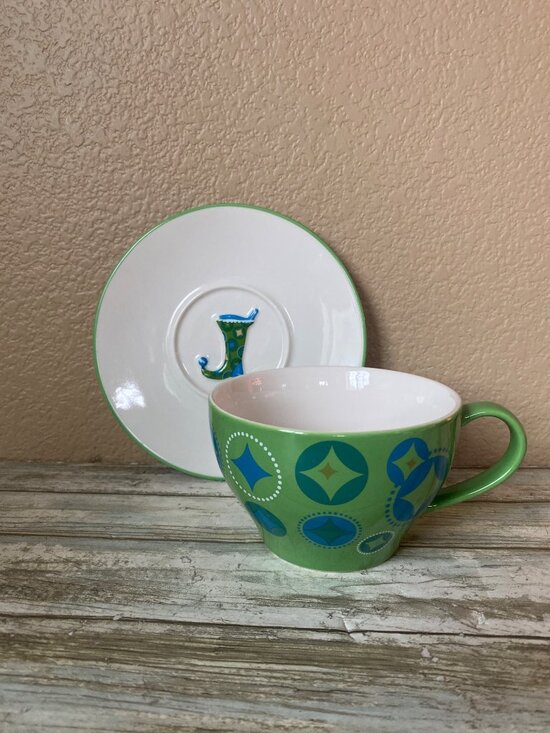 Starbucks Other - Starbucks Holiday 2006 Christmas Teacup Saucer Set 12 oz Green Ornament Stocking